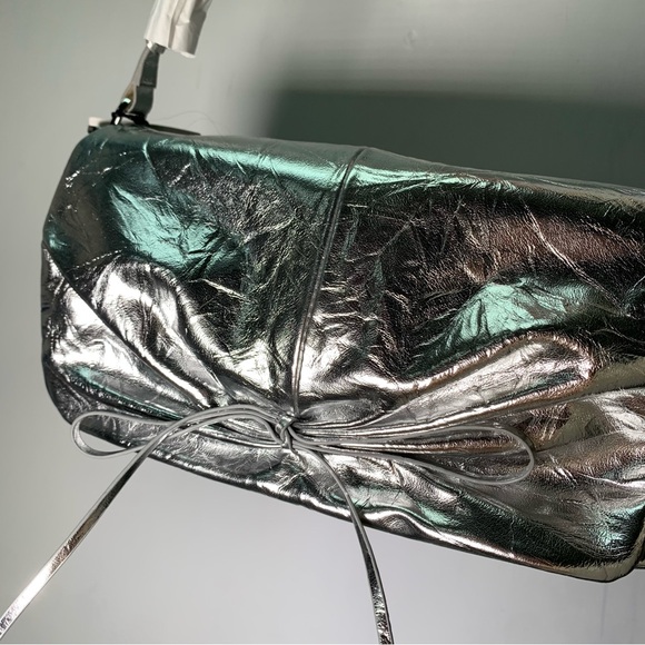 ZARA NWT METALLIC GATHERED BOW SHOULDER BAG REF 6800/410 - Picture 7 of 11